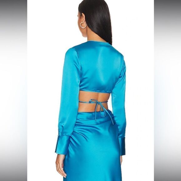 L'Academie || NWTs SET = 2 PIECES Ottilie Top and Prisca Skirt in Aqua Blue - Picture 5 of 17